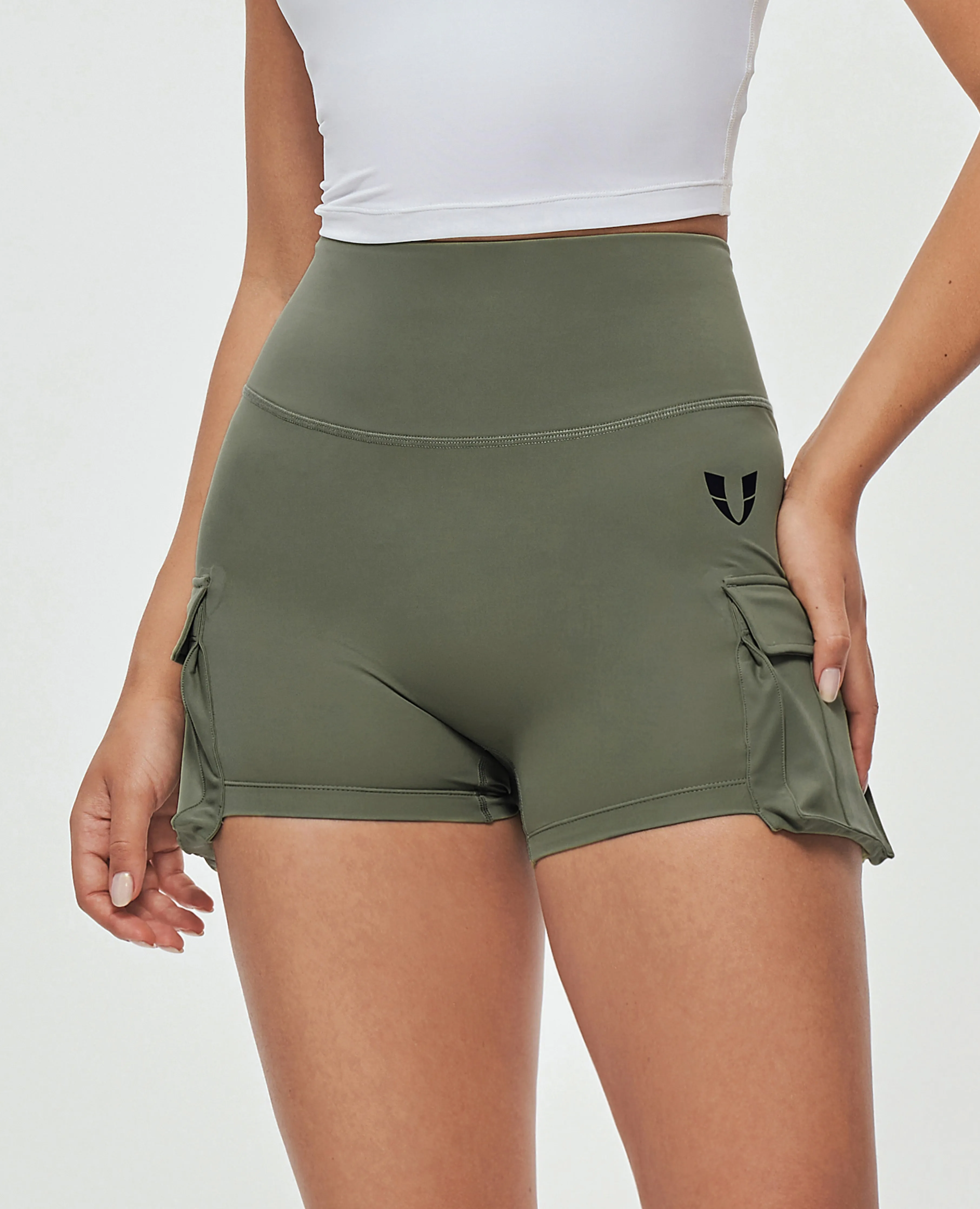 Scrunch Butt Cargo Shorts - Olive Green