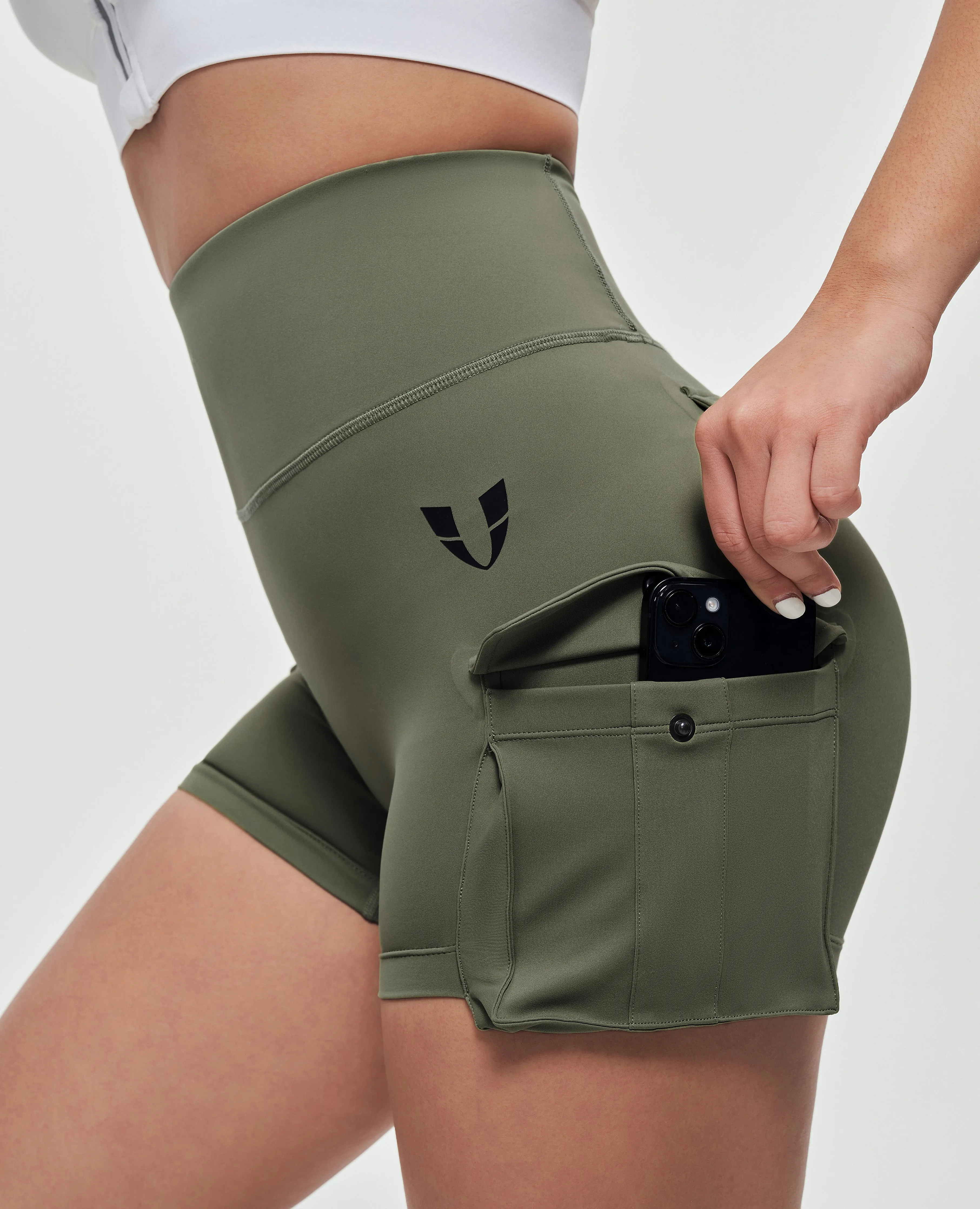 Scrunch Butt Cargo Shorts - Olive Green