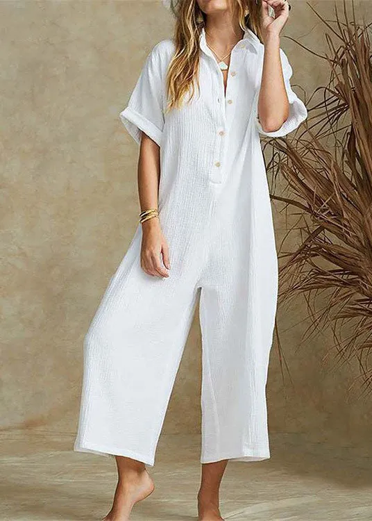 Sexy short sleeve jumpsuit wide-legged pants leisure loose