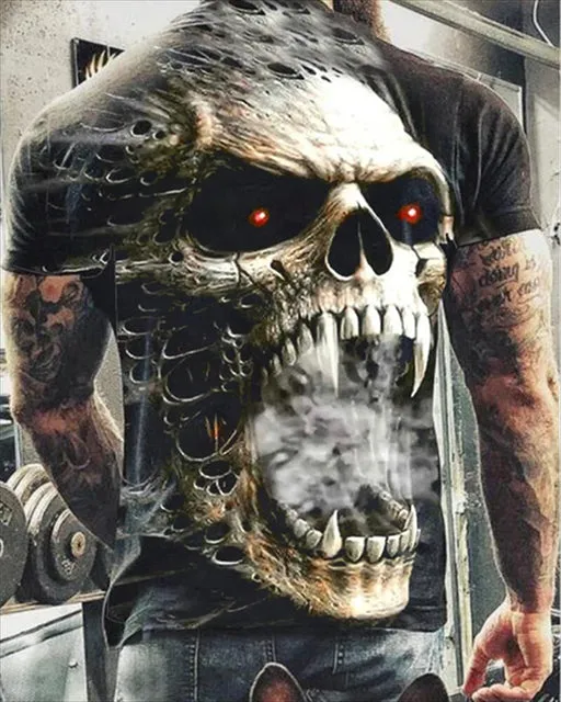 Tattoo Style Skull Graphic T-Shirt