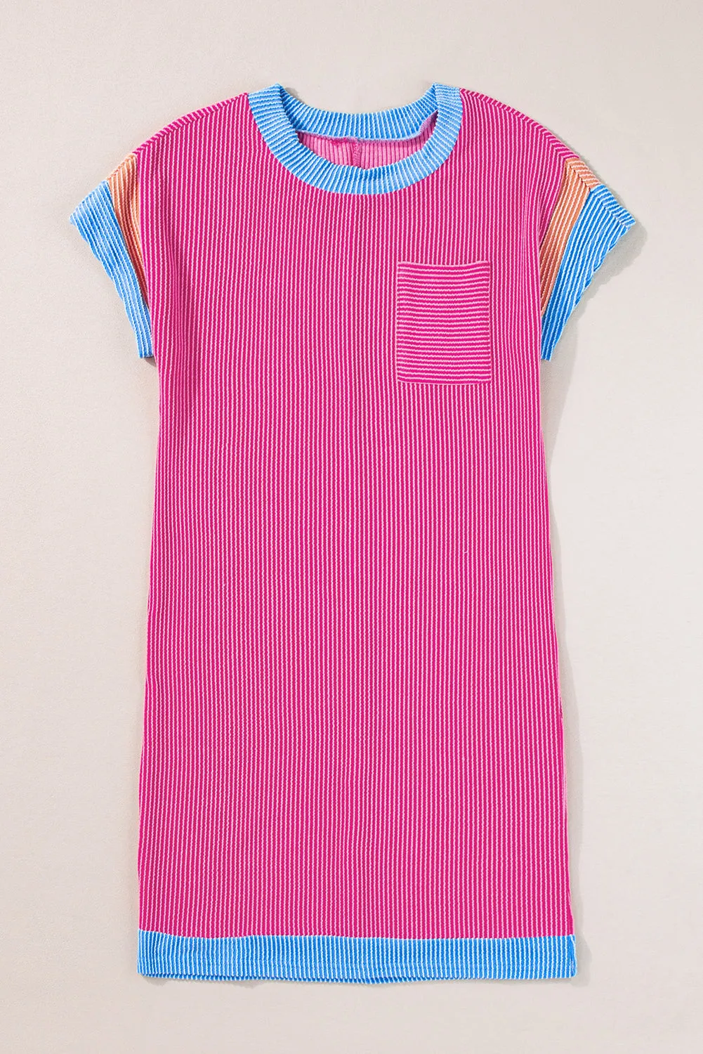 Textured Colorblock T Shirt Dress