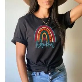 Thankful with Rainbow - Direct to Film (DTF) - Graphic Tee