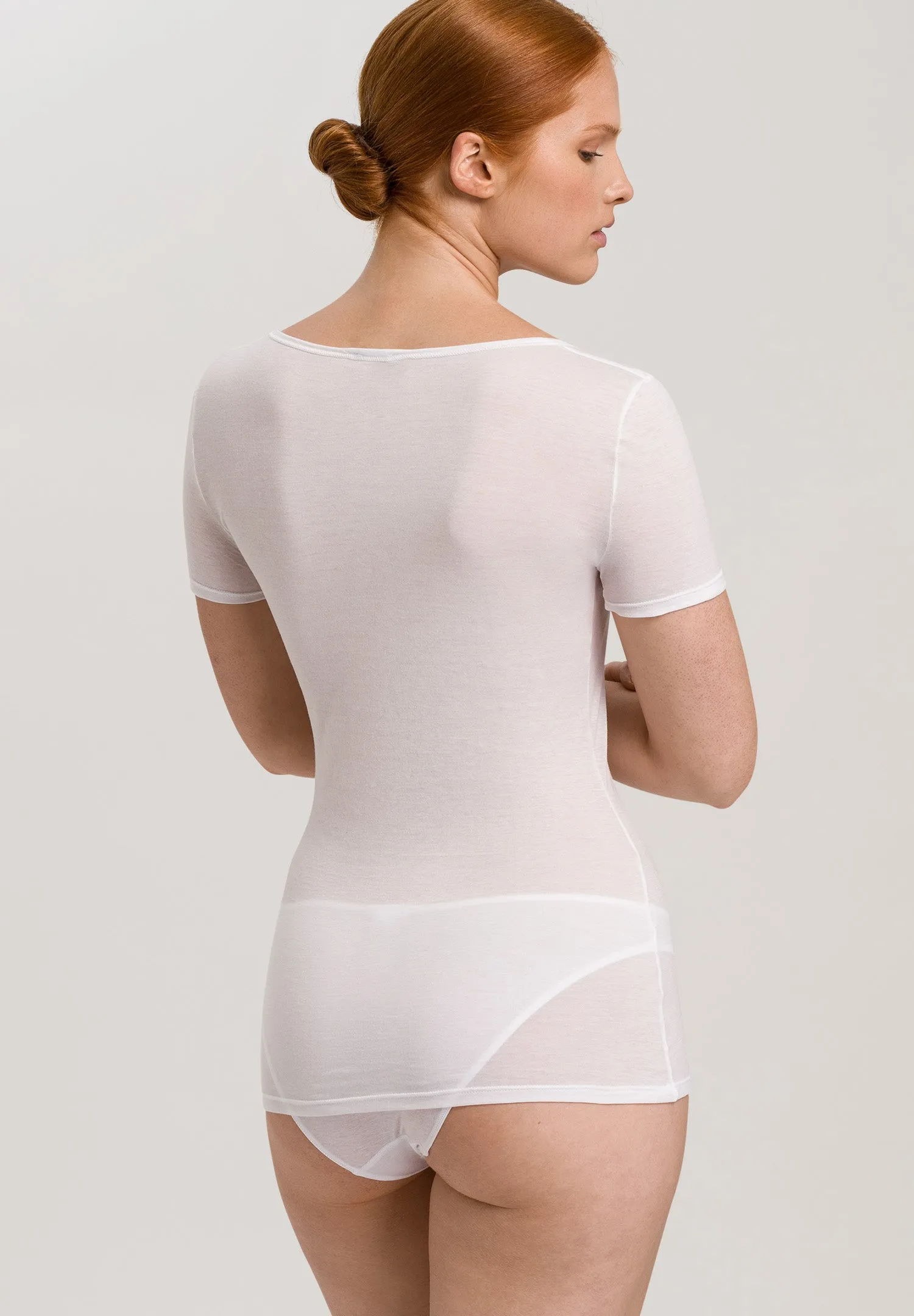 Ultralight Round Neck Cotton Fitted Top | White 71827-101