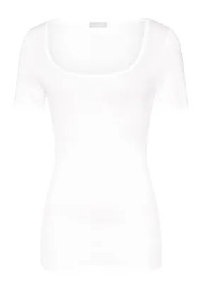 Ultralight Round Neck Cotton Fitted Top | White 71827-101