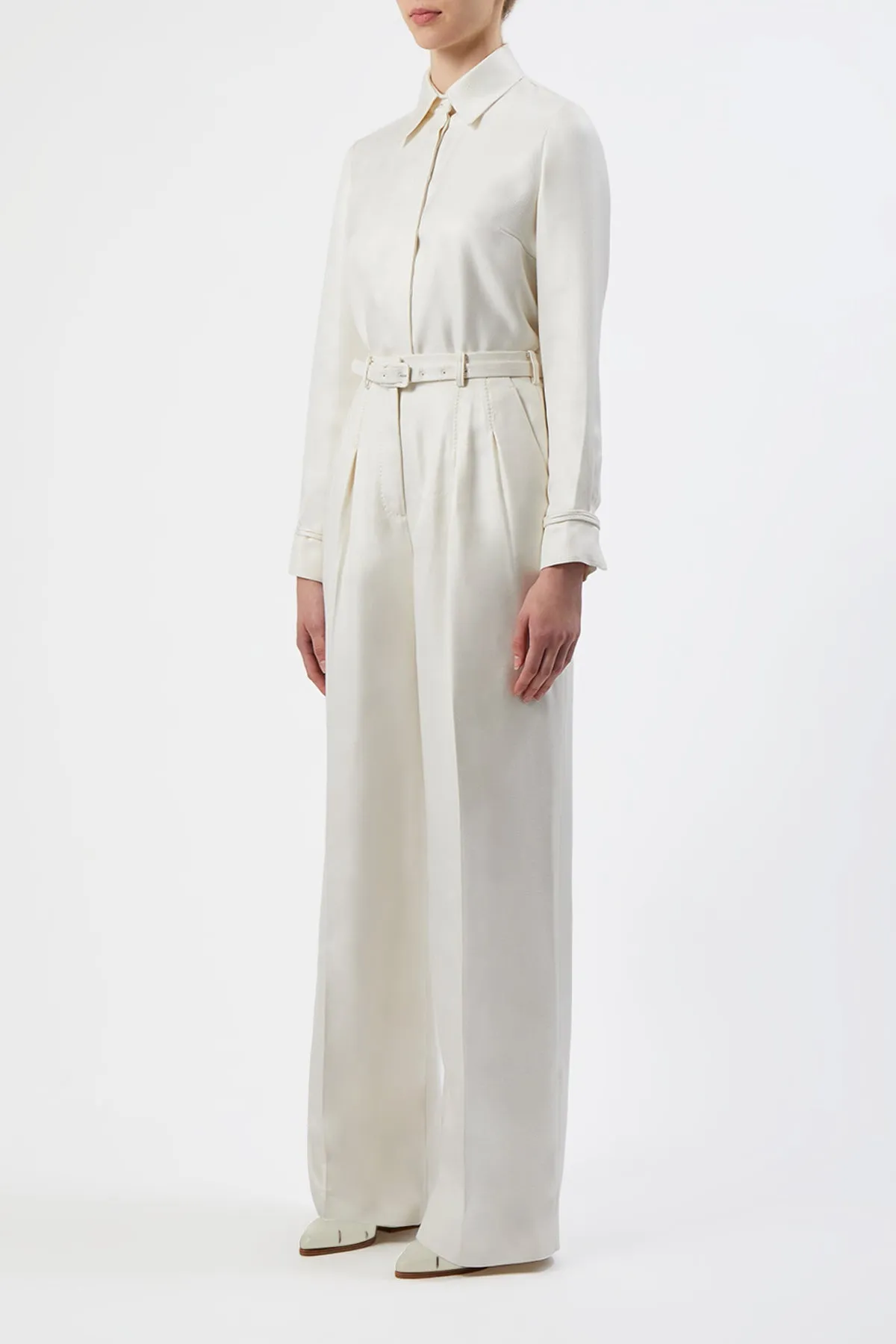 Vargas Pant in Ivory Silk