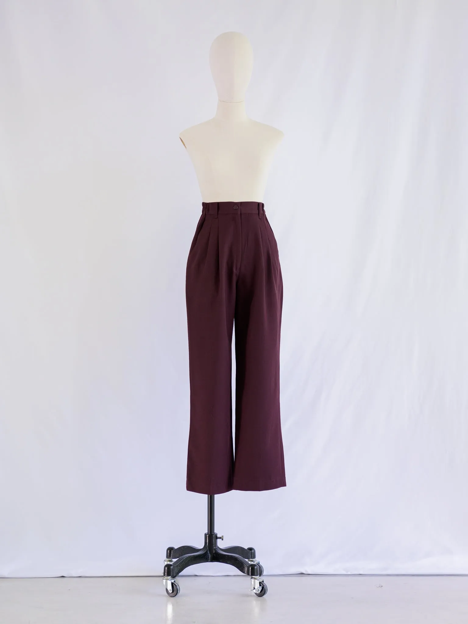 Vintage Maroon Polyester Wide Legged Trouser