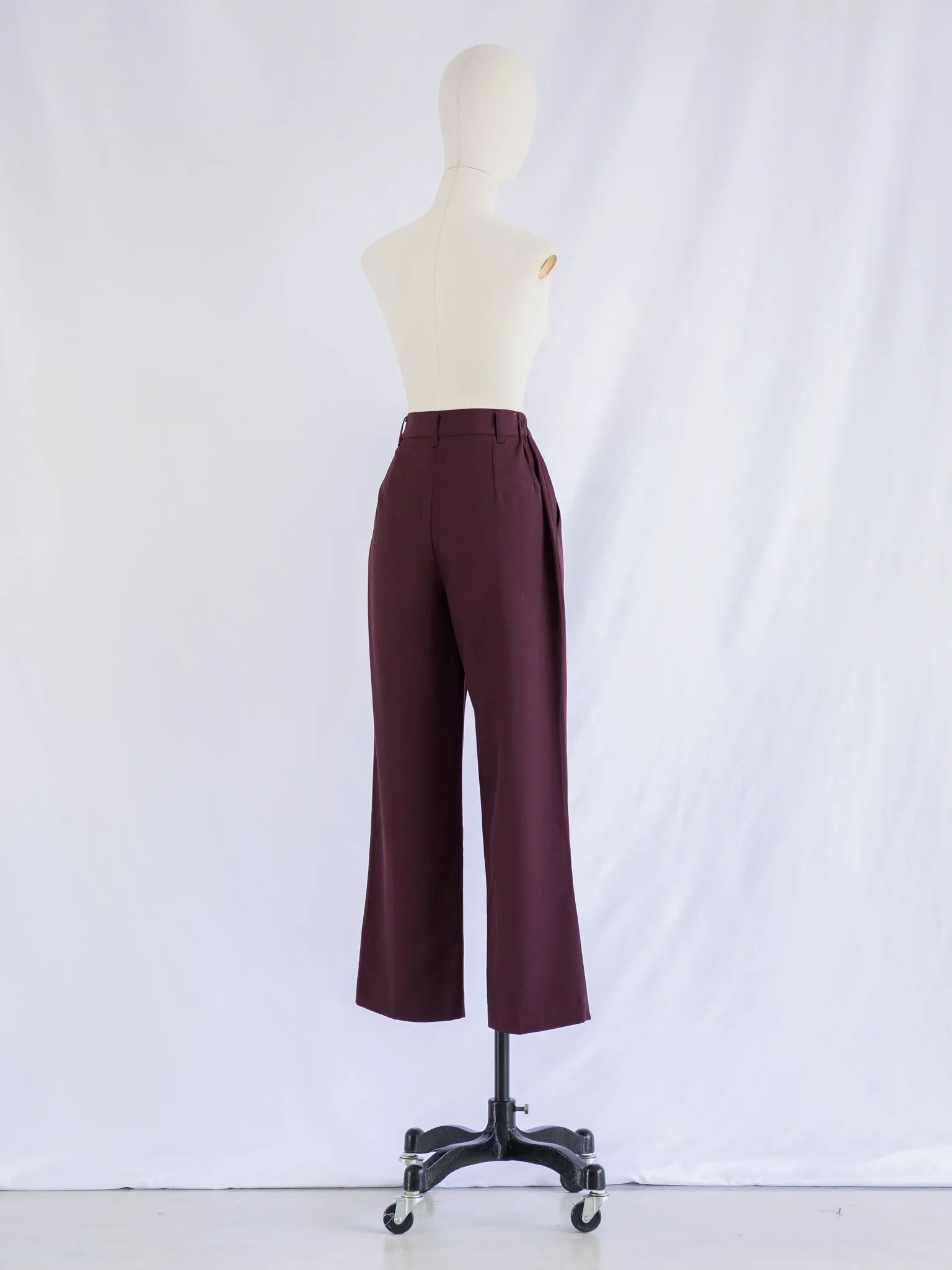 Vintage Maroon Polyester Wide Legged Trouser