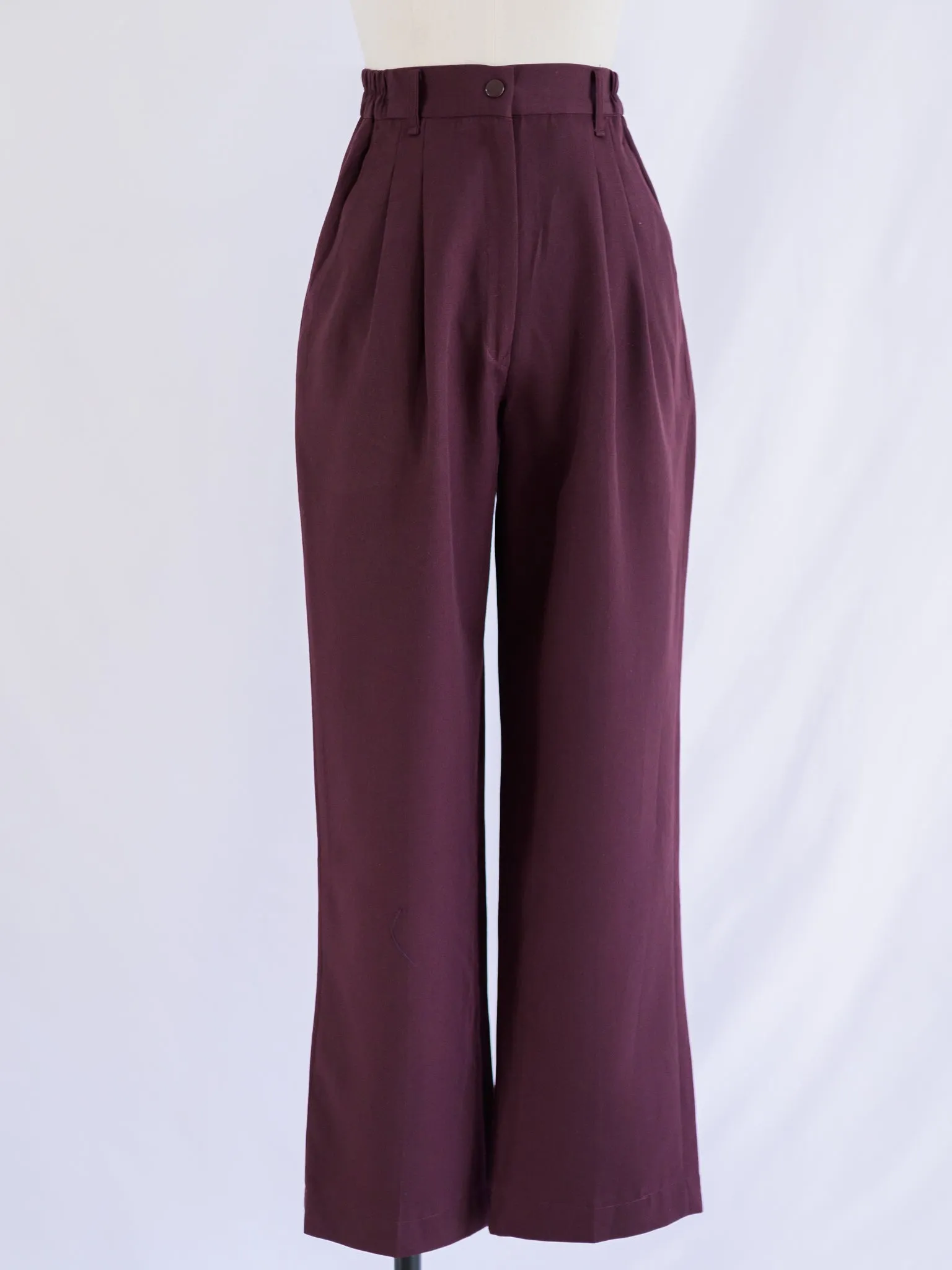 Vintage Maroon Polyester Wide Legged Trouser