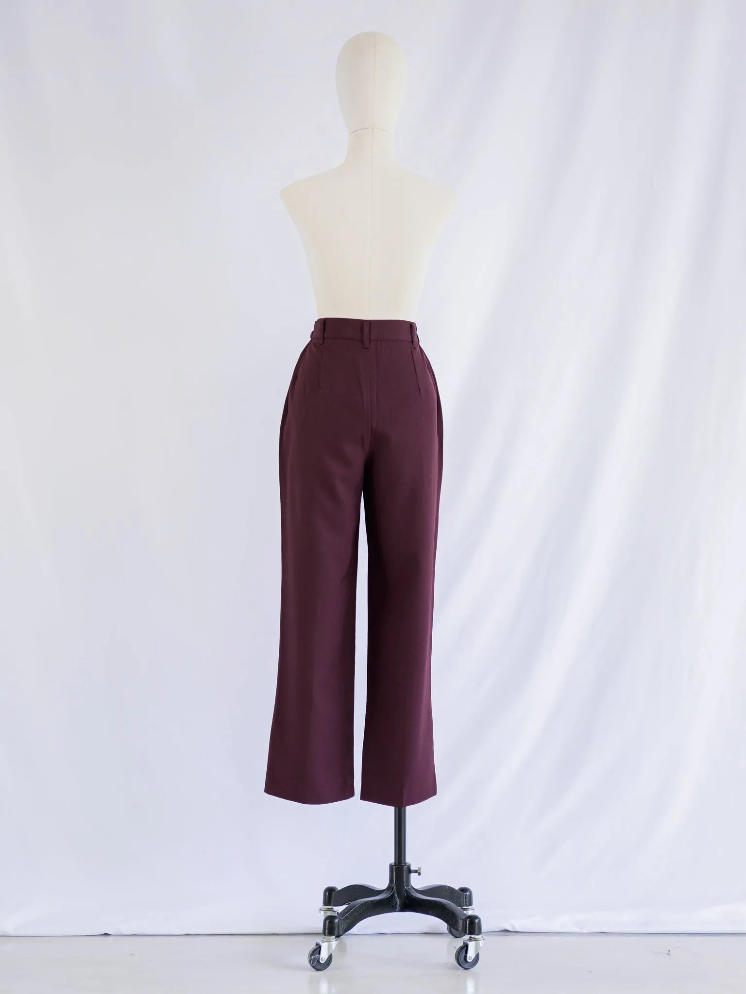 Vintage Maroon Polyester Wide Legged Trouser