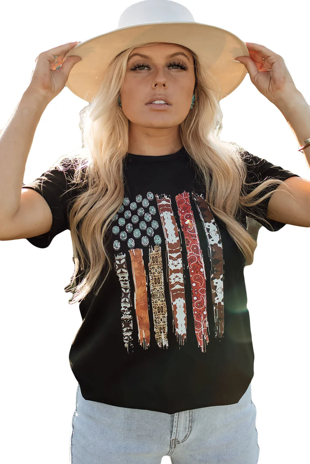 Western American Flag Graphic Tee