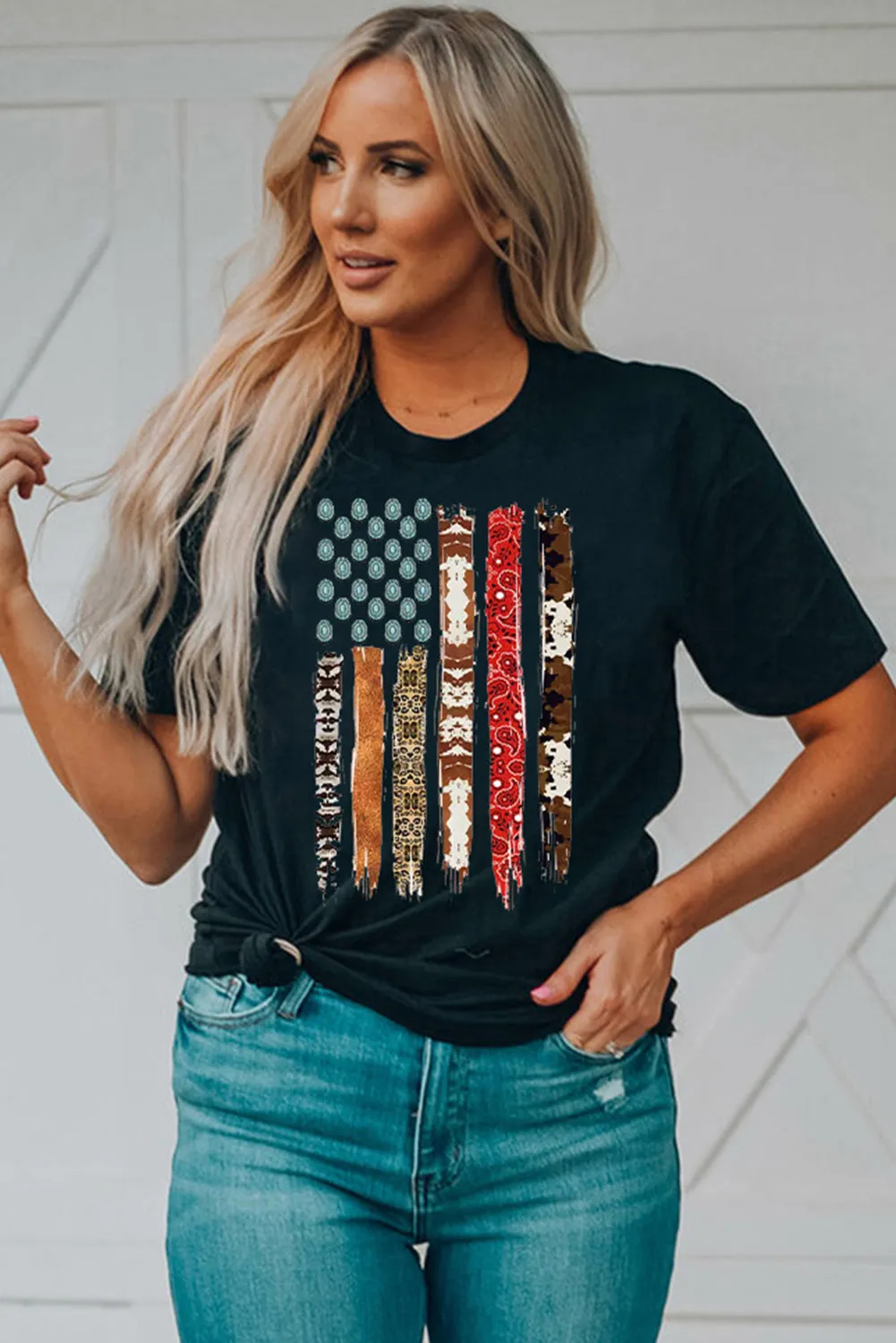 Western American Flag Graphic Tee