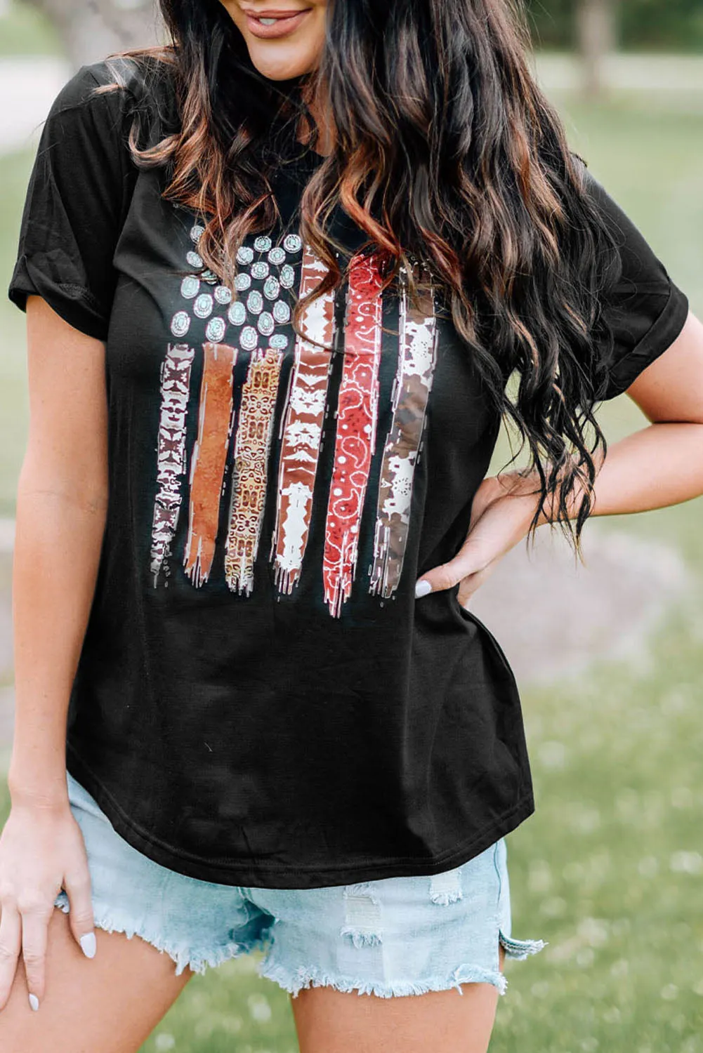 Western American Flag Graphic Tee