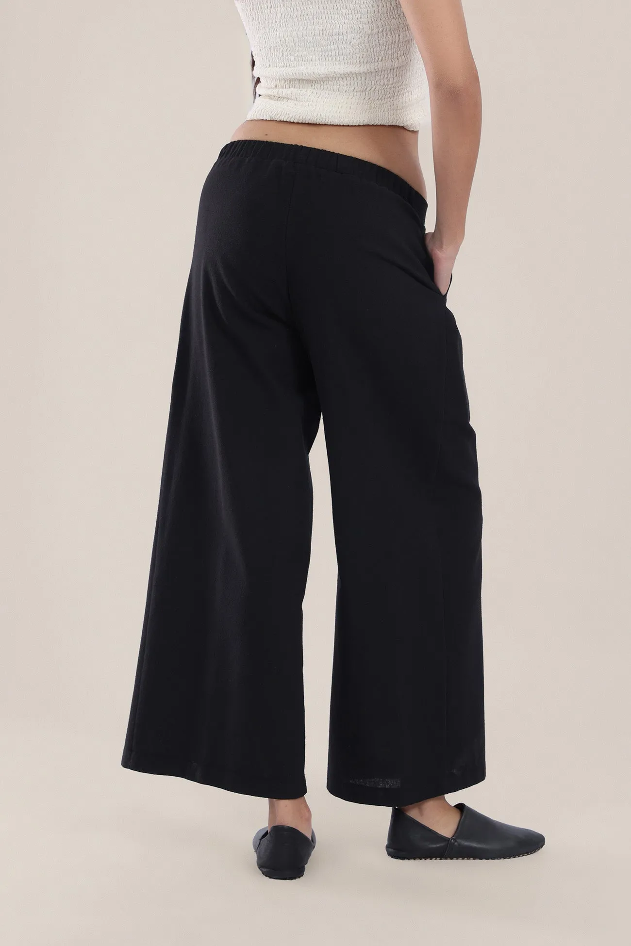 Wide legged pants with tiny front pleats