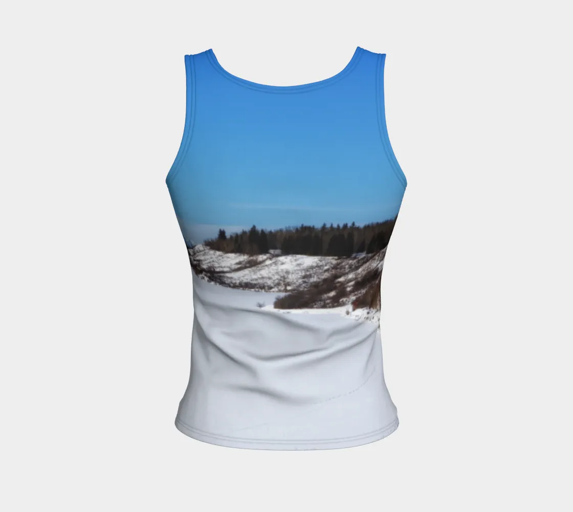 Women's All-Over Fitted Long Tank Top - Glenmore Park Reservoir Winter