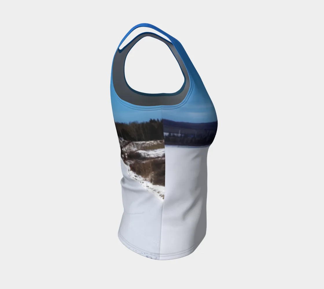 Women's All-Over Fitted Long Tank Top - Glenmore Park Reservoir Winter