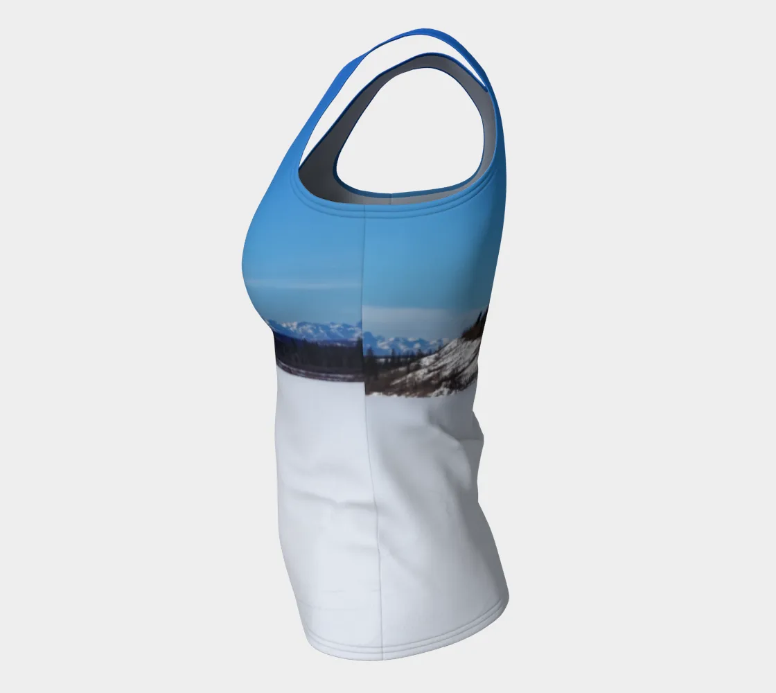 Women's All-Over Fitted Long Tank Top - Glenmore Park Reservoir Winter