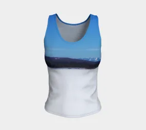 Women's All-Over Fitted Long Tank Top - Glenmore Park Reservoir Winter