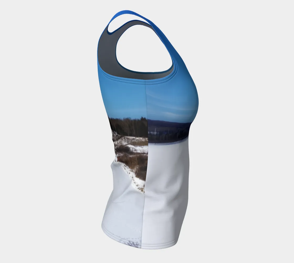 Women's All-Over Fitted Long Tank Top - Glenmore Park Reservoir Winter