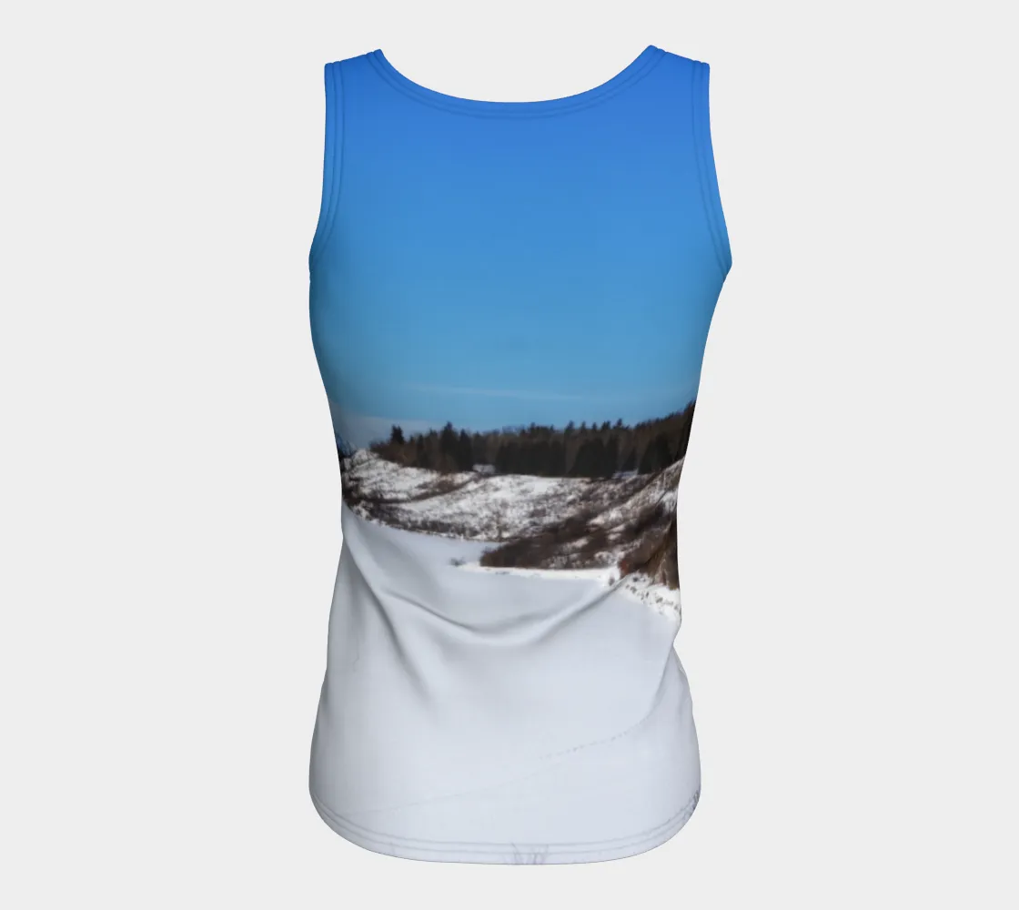 Women's All-Over Fitted Long Tank Top - Glenmore Park Reservoir Winter