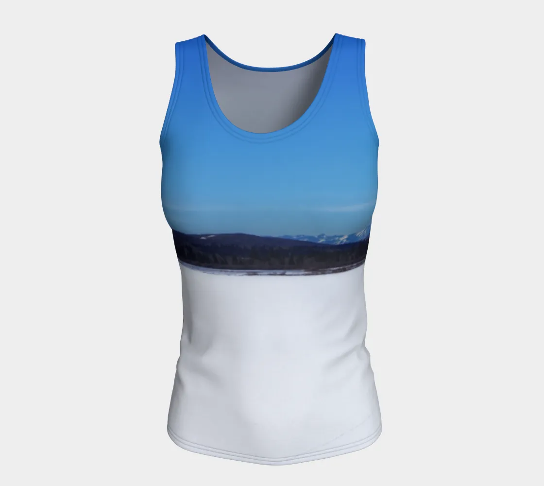 Women's All-Over Fitted Long Tank Top - Glenmore Park Reservoir Winter