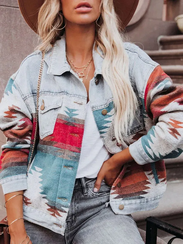 Women's Printed Denim Jacket